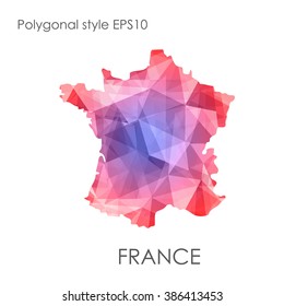 France map multicolor geometric polygonal design.