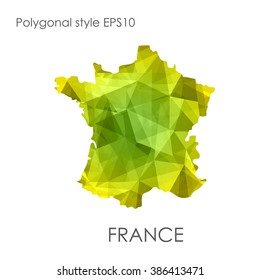 France map multicolor geometric polygonal design.