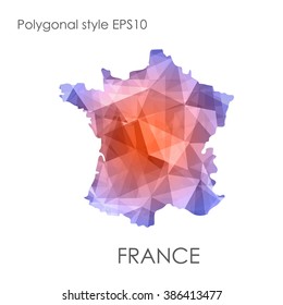 France map multicolor geometric polygonal design.