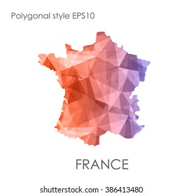France map multicolor geometric polygonal design.