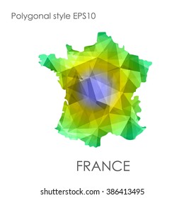 France map multicolor geometric polygonal design.