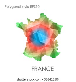 France map multicolor geometric polygonal design.
