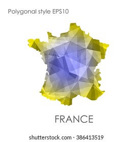 France map multicolor geometric polygonal design.