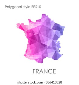 France map multicolor geometric polygonal design.