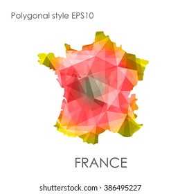 France map multicolor geometric polygonal design.