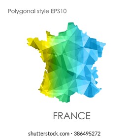 France map multicolor geometric polygonal design.