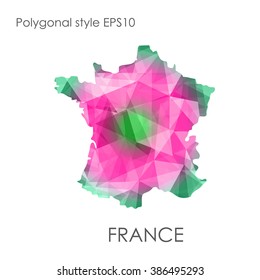 France map multicolor geometric polygonal design.
