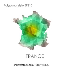 France map multicolor geometric polygonal design.