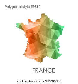 France map multicolor geometric polygonal design.