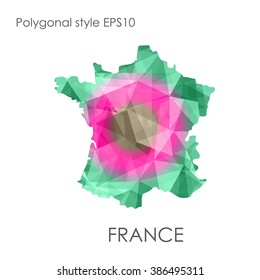 France map multicolor geometric polygonal design.