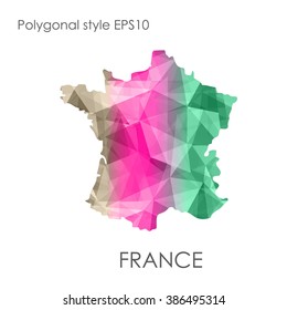 France map multicolor geometric polygonal design.