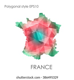 France map multicolor geometric polygonal design.