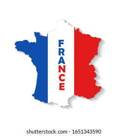 Mapa de Francia con bandera nacional francesa dentro de ilustración vectorial