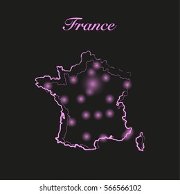 France Map on black background