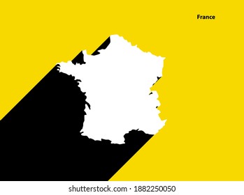 Mapa de Francia en afiche retro con larga sombra. Signo de época fácil de editar, manipular, cambiar el tamaño o colorear.