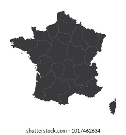 France map on white background vector, France Map Outline Shape Black on White Vector Illustration, High detailed black illustration map -France.