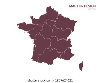 France map on white background vector illustration.