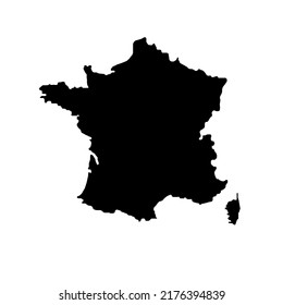 France map on white background in black color