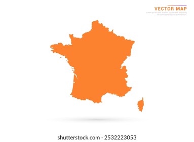 Mapa de Francia - Estilo abstracto anaranjado aislado en el Vector de fondo blanco.