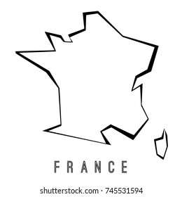 France map outline - country shape sharp polygonal geometric style vector.