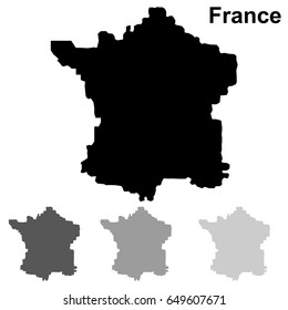 France Map Outline Isolated on White Background in Shades of Gray. Vector Illustration