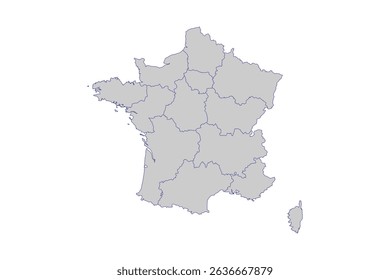 France map outline - smooth country shape map vector.