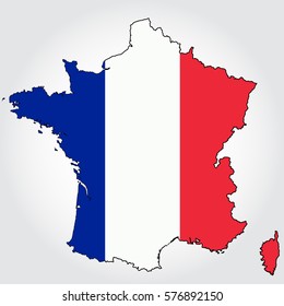 France map outline vector with map
