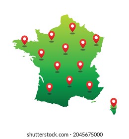 France Map with pin location