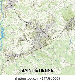 Saint-Étienne, Francia mapa poster art