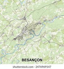Besançon, Francia mapa poster art