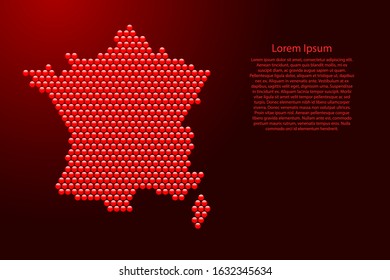 France map from red glossy spheres 3d or volumetric balls abstract concept geometric shape. Vector illustration.