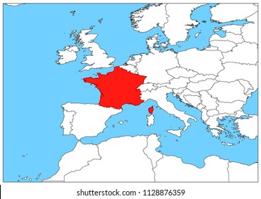 France Map Red Mark Europe Stock Vector (Royalty Free) 1128876359 ...