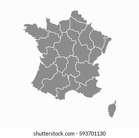 France Map with regions grey
