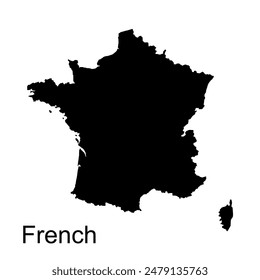 France Map Silhouette Black Vector illustration.
