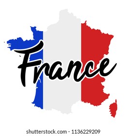 France Map Silhouette Flag Button Vector Art Design Patriotic Symbol