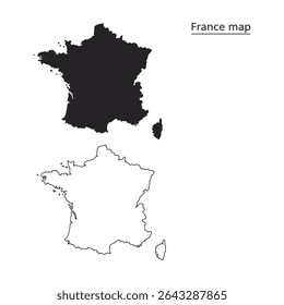 "France Map Silhouette and Outline – Vector Template for Educational, Cultural, and Design Projects"