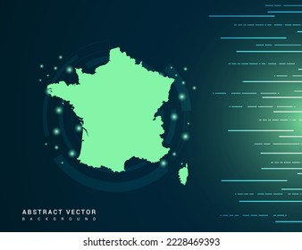 France map of technology green futuristic Background vector.