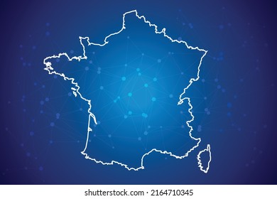 France Map Technology  with network connection background
