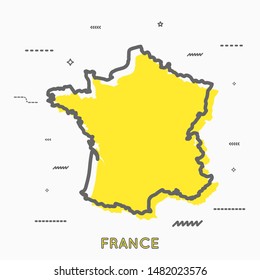 France map in thin line style with small geometric figures. Vector illustration modern concept
