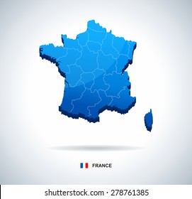 France map - three-dimensional vector illustration
