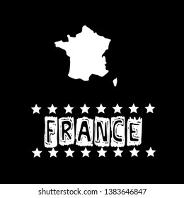 France map, France - Touristic Greeting Card,logo. design for t-shirt, promo flyer.