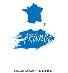 France map, France - Touristic Greeting Card,logo. design for t-shirt, promo flyer.