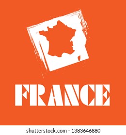France map, France - Touristic Greeting Card,logo. design for t-shirt, promo flyer.
