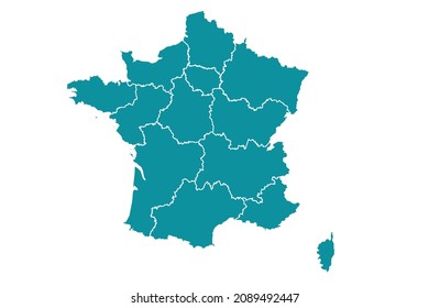 Mapa de Francia vector, Abstract diseño ilustración vectorial Eps 10. color de la paleta de color marino.Alto detalle sobre fondo blanco.