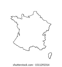 France map vector icon isolated on white background. Outline map of France vector icon