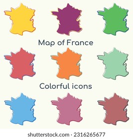 France map vector icons different colors