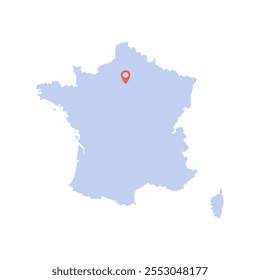 France Map Vector Illustration. Europe Continent. Equipped with a sign of the country's capital city