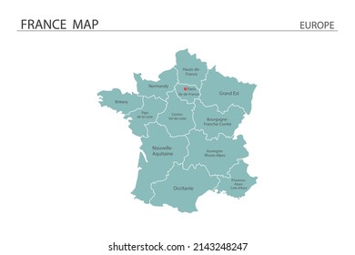 Francia mapea la ilustración del vector sobre el fondo blanco. Los mapas tienen todas las provincias y marcan la ciudad capital de Francia. 