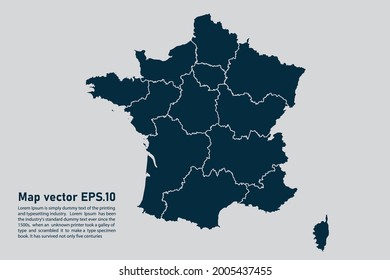 France map vector. isolated on light gray background