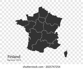 Mapa vectorial de Francia, aislado en fondo transparente